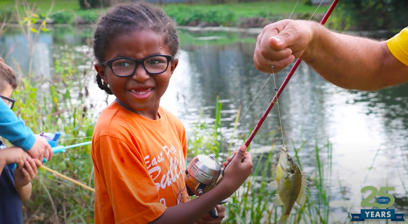 Young girl fishing